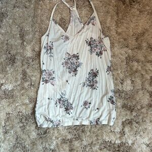Garage Floral Print Tank Top - Cream and Pink